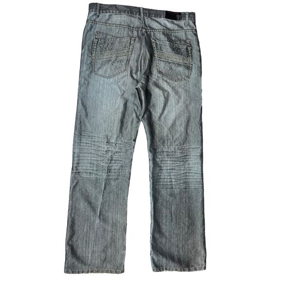 Cyber Y2K Gray 00s Jeans Stuudded Pocket Red Ape Cyber Grunge Size 38 - Picture 2 of 8
